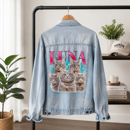 Custom Pet's Photo & Name Denim Jacket