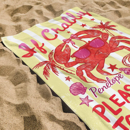 Personalized Microfiber Beach Towel Custome Name Grab Design Gift