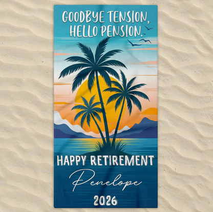 Personalized Beach Towel Custome Name Retirement Gift