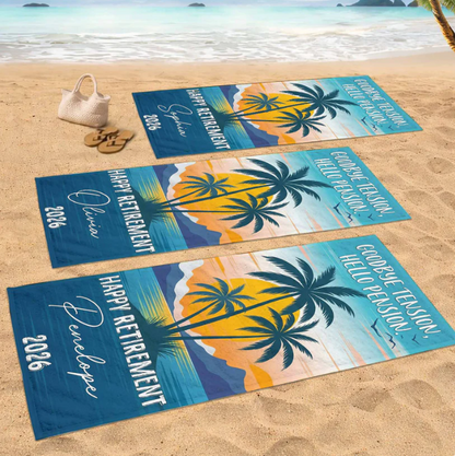 Personalized Beach Towel Custome Name Retirement Gift