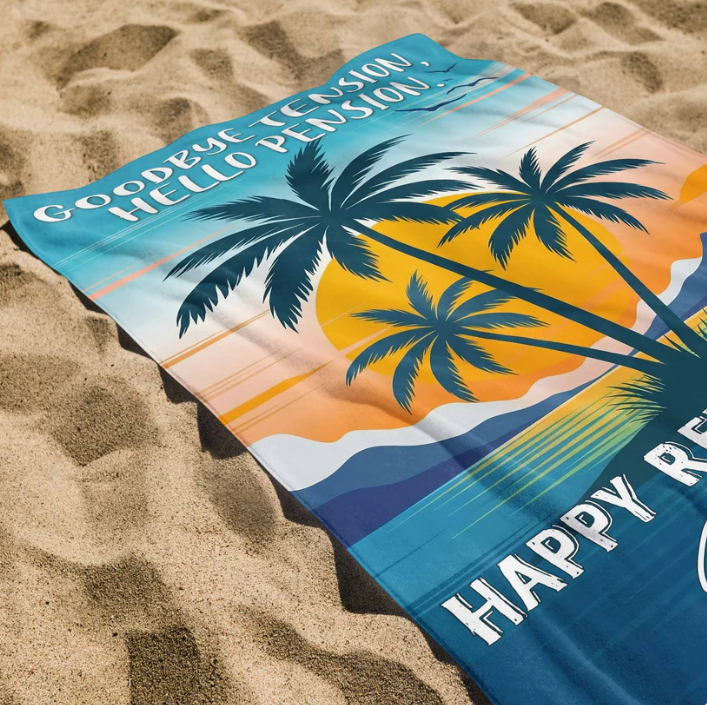 Personalized Beach Towel Custome Name Retirement Gift