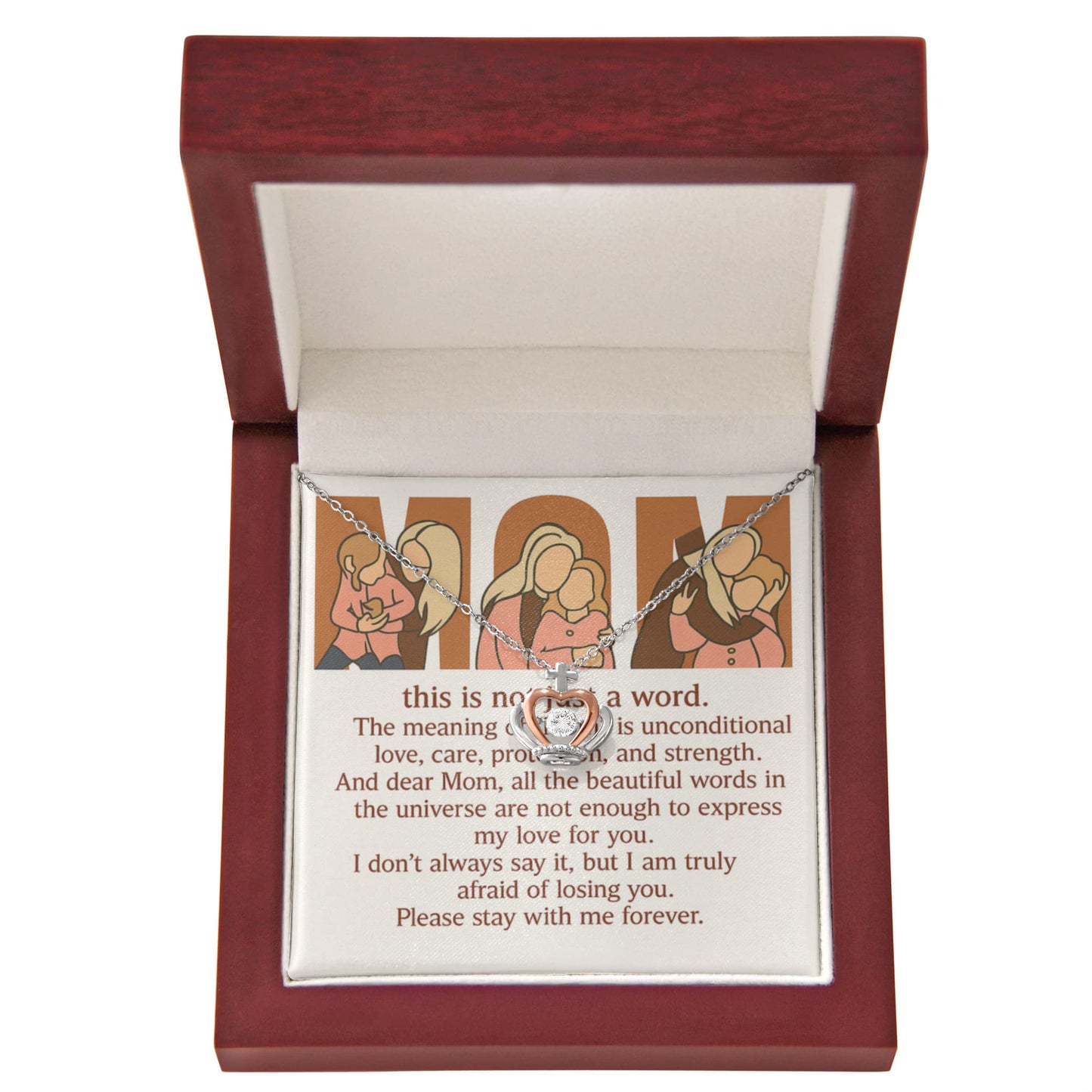 Personalized Crown Pendant Necklace with 3 Family Photos for Mom