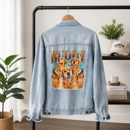 Custom Pet's Photo & Name Denim Jacket