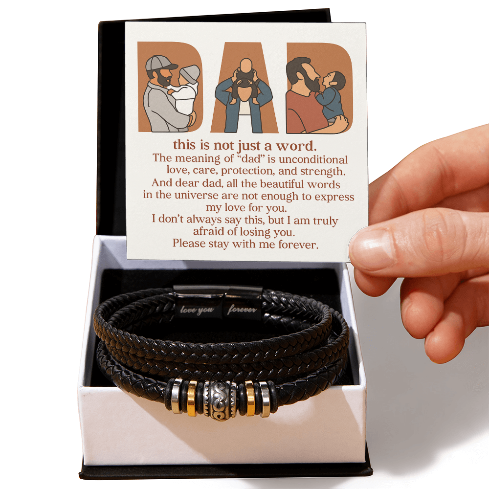 Personalized Love You Forever Bracelet with 3 Family Photos for Dad