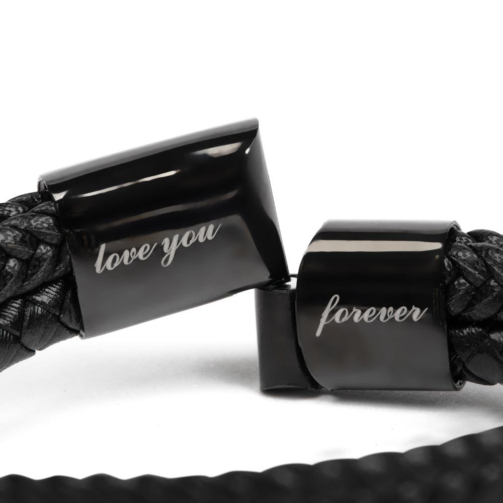 Personalized Love You Forever Bracelet with 3 Family Photos for Dad