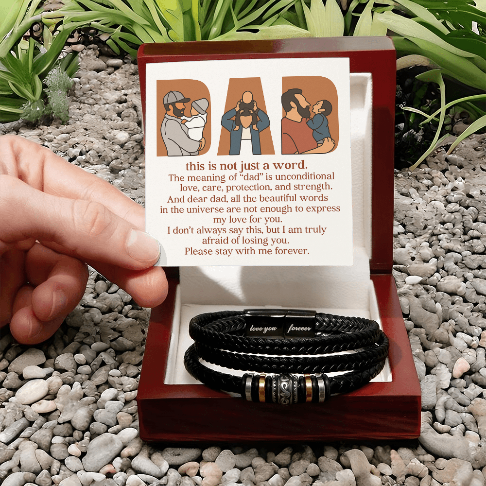 Personalized Love You Forever Bracelet with 3 Family Photos for Dad