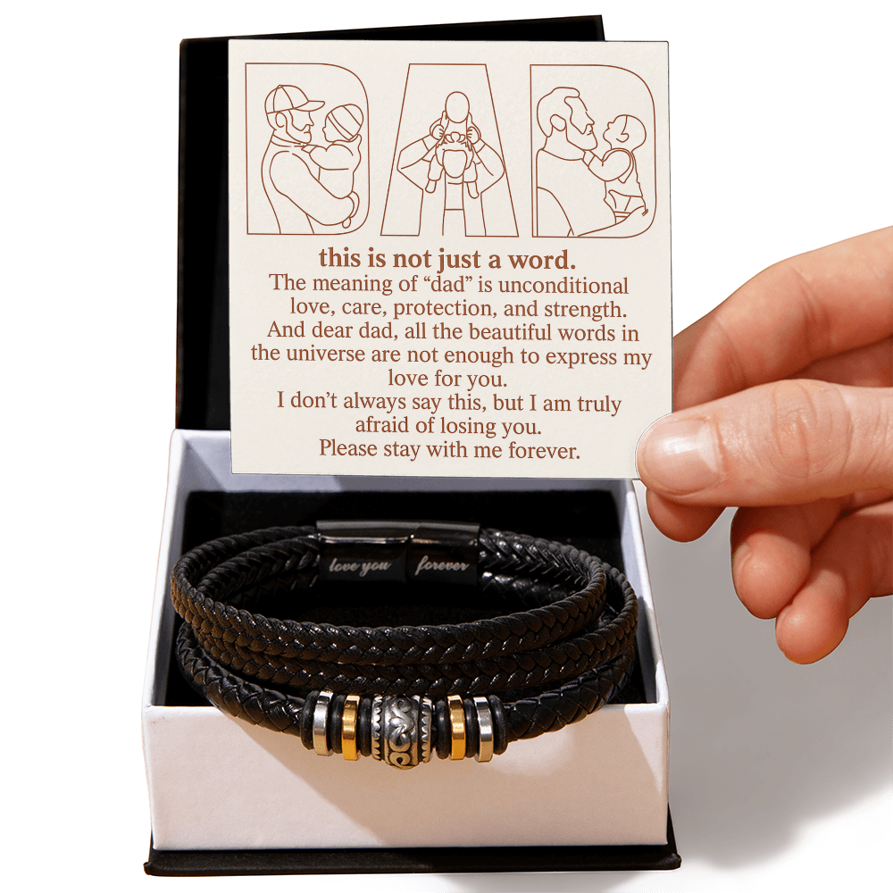Personalized Love You Forever Bracelet with 3 Family Photos for Dad