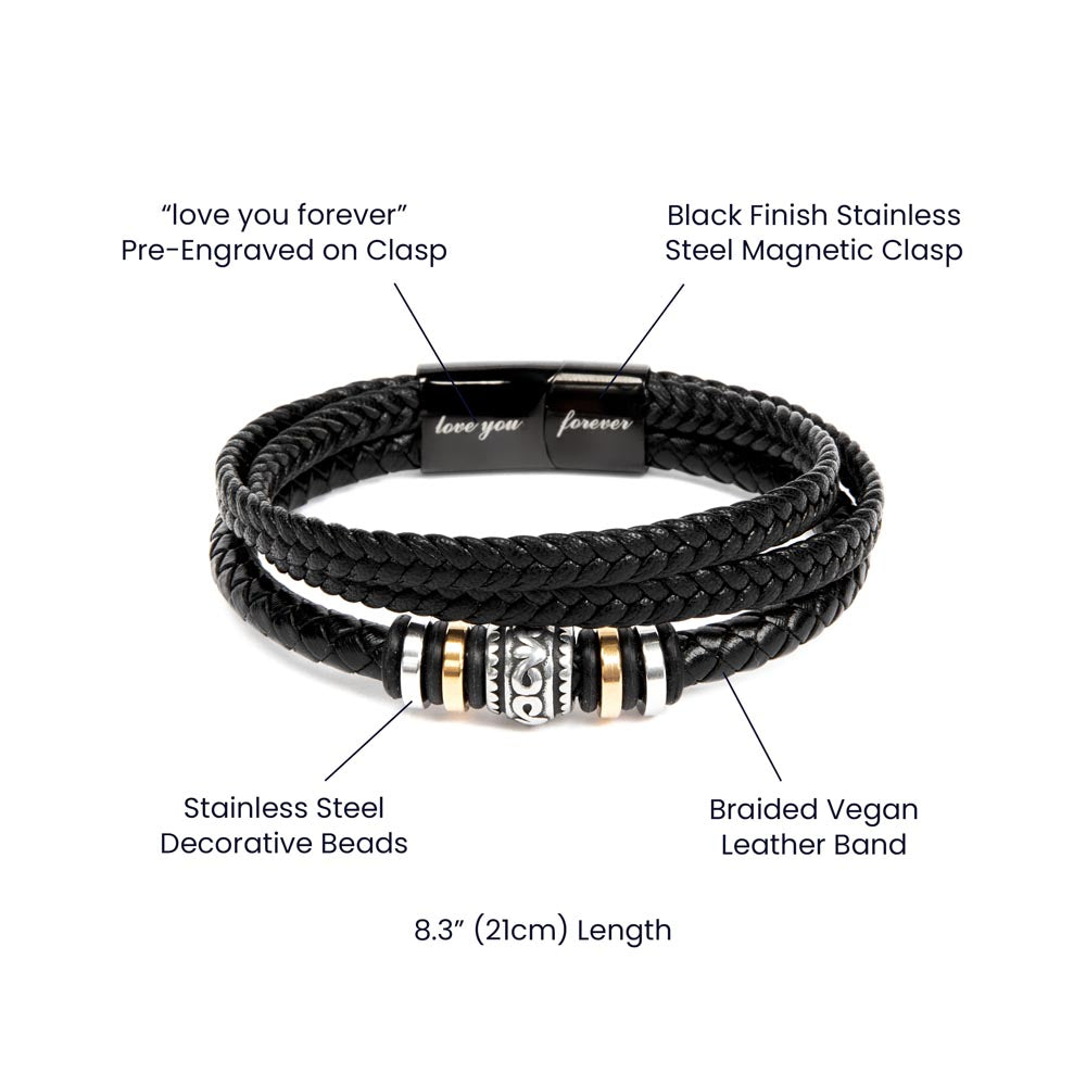 Personalized Love You Forever Bracelet with 3 Family Photos for Dad
