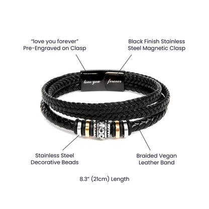 Personalized Love You Forever Bracelet with 3 Family Photos for Dad