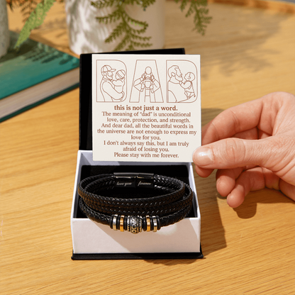 Personalized Love You Forever Bracelet with 3 Family Photos for Dad