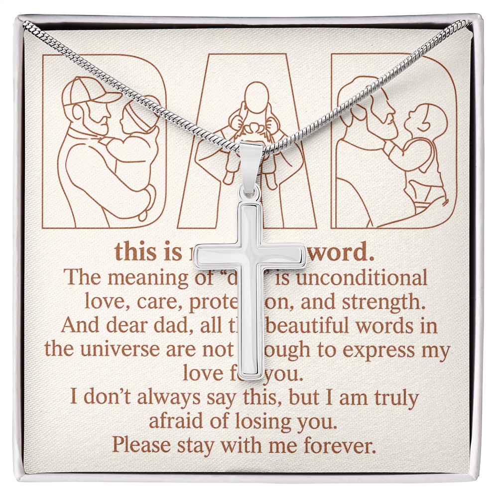 Personalized Stainless Cross Necklace with 3 Family Photos for Dad