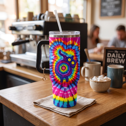 Cute Cat Tie-Dye Stainless Steel Tumbler - Personalized 40oz Tumbler