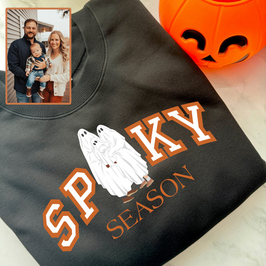 Halloween Spooky Season Personalized Printed Family Photo Hoodie Sweatshirt T-Shirt