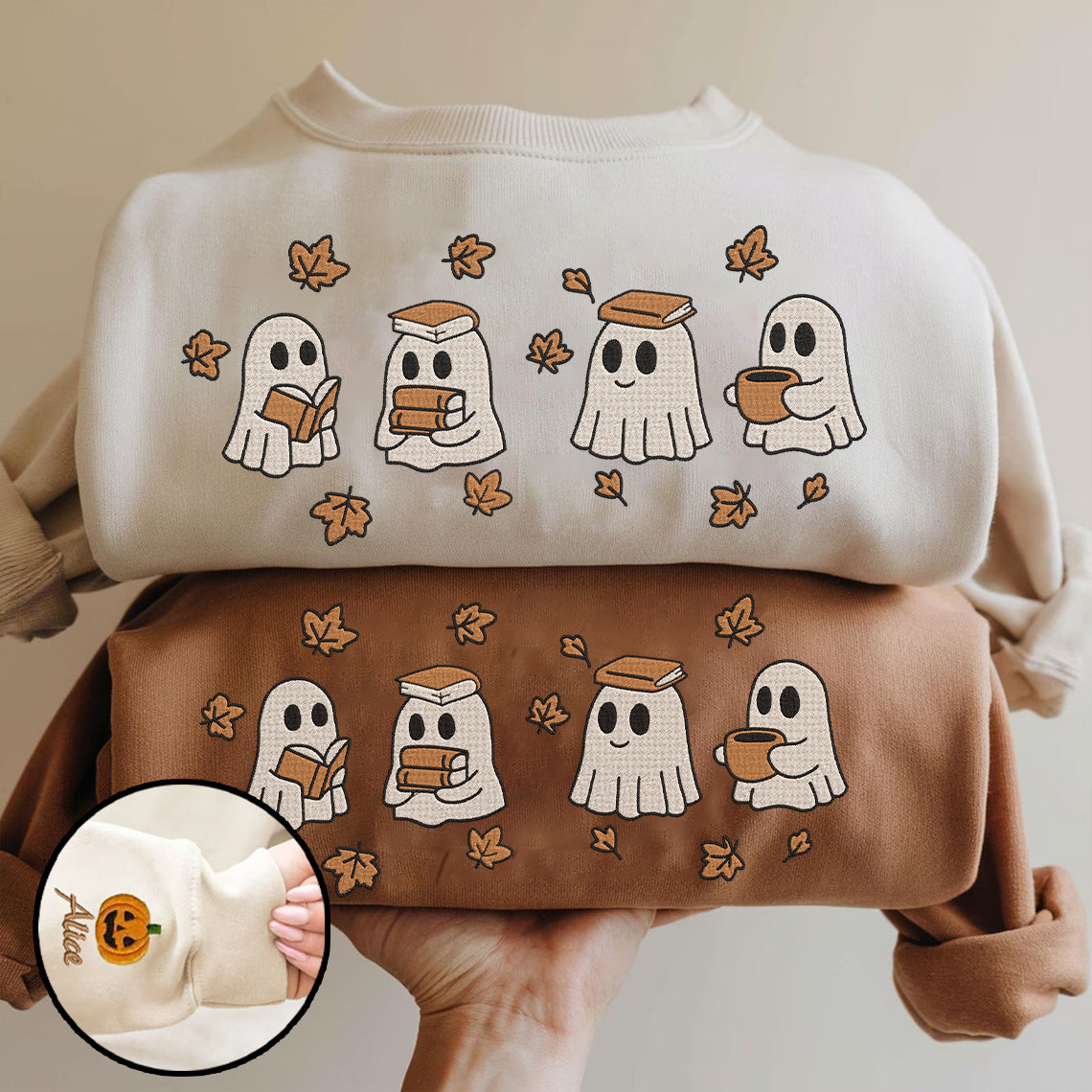 Halloween Personalized Embroidered Ghost Hoodie Sweatshirt T-Shirt