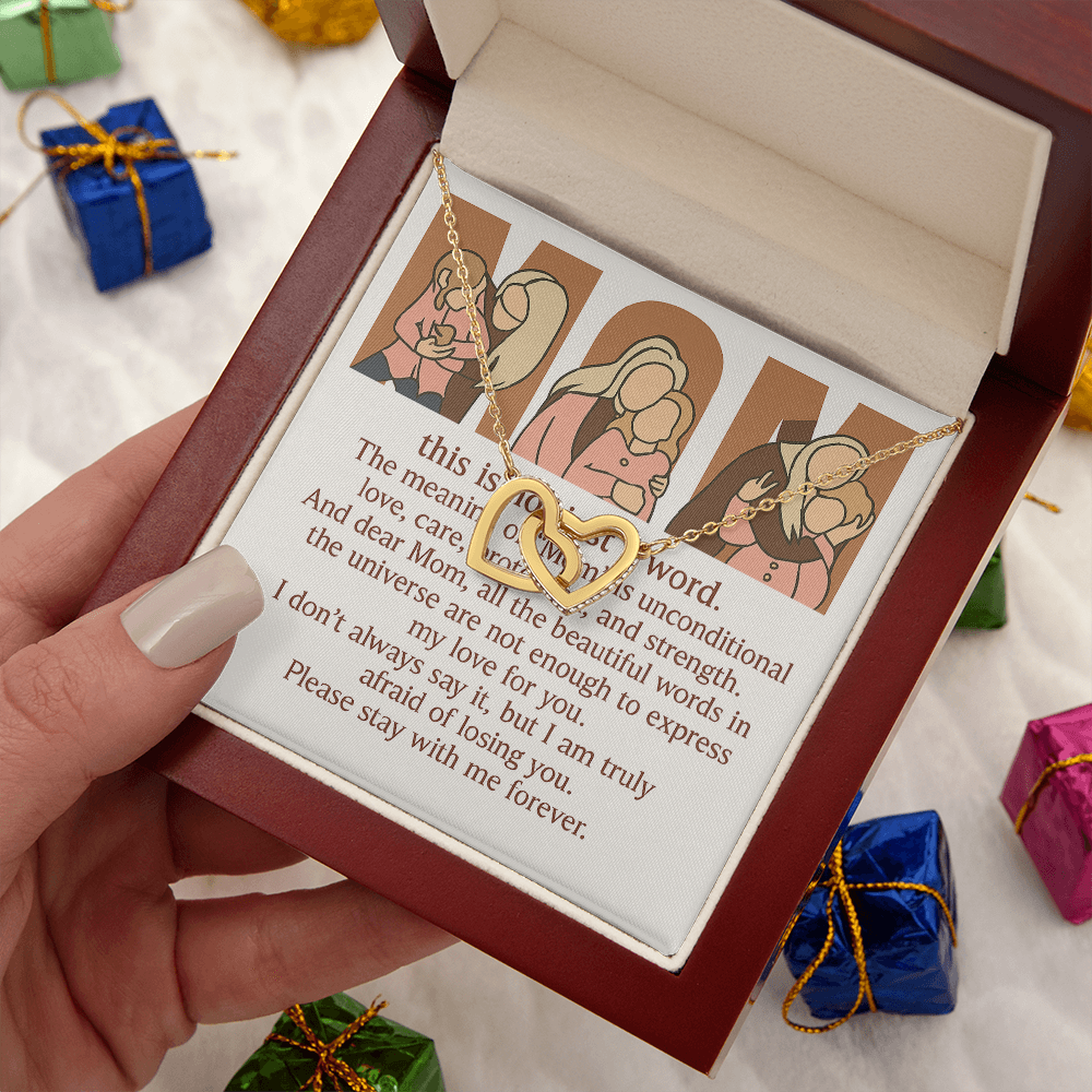 Personalized Interlocking Hearts Necklace with 3 Family Photos for Mom