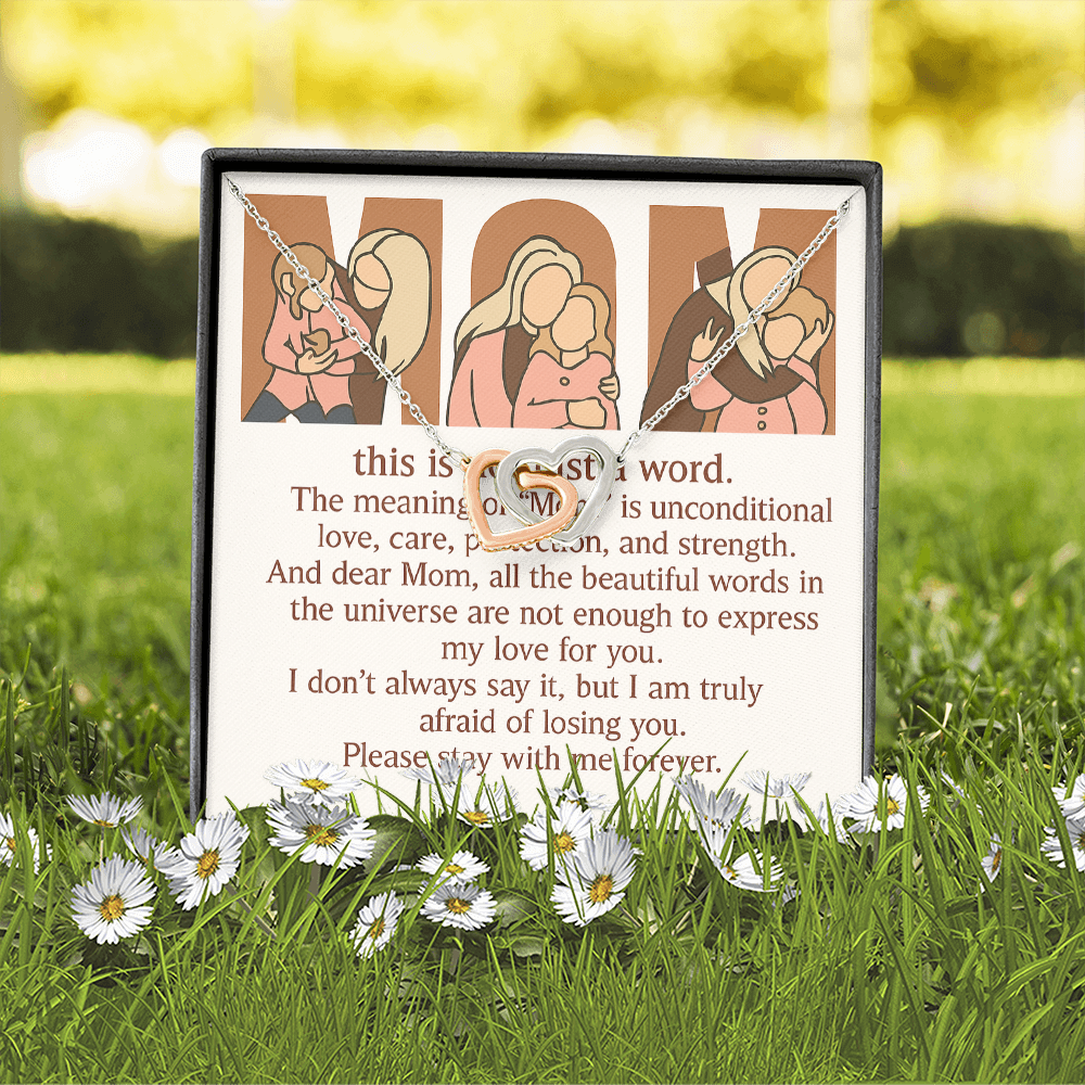 Personalized Interlocking Hearts Necklace with 3 Family Photos for Mom