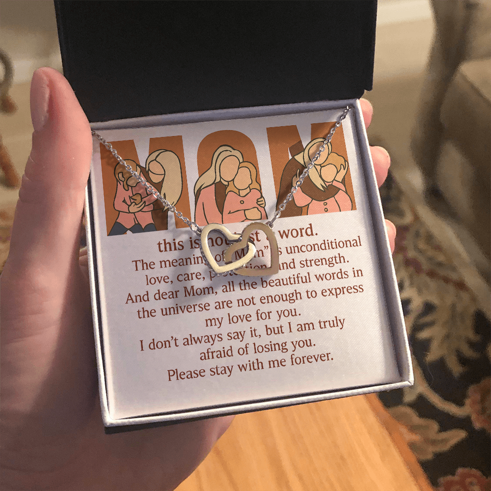Personalized Interlocking Hearts Necklace with 3 Family Photos for Mom