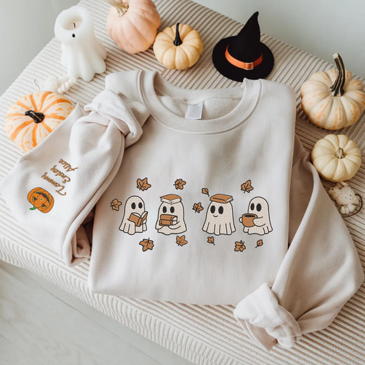 Halloween Personalized Embroidered Ghost Hoodie Sweatshirt T-Shirt