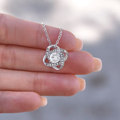 Personalized Love Knot Necklace with 3 Family Photos for Mom