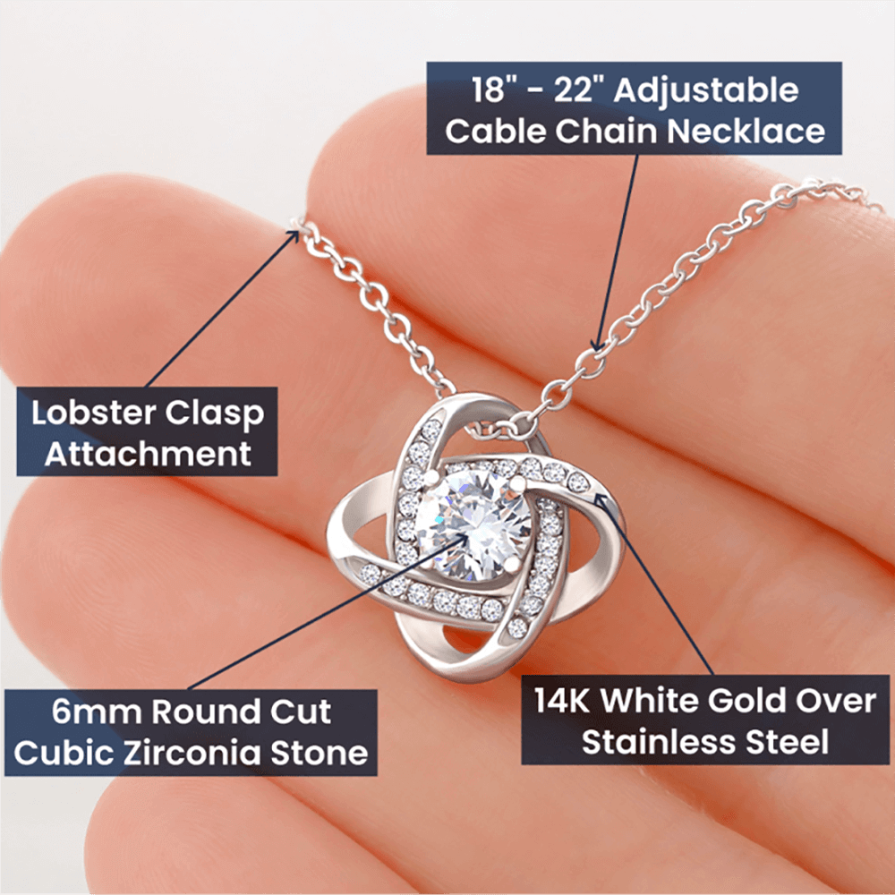 Personalized Love Knot Necklace with 3 Family Photos for Mom