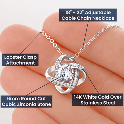 Personalized Love Knot Necklace with 3 Family Photos for Mom