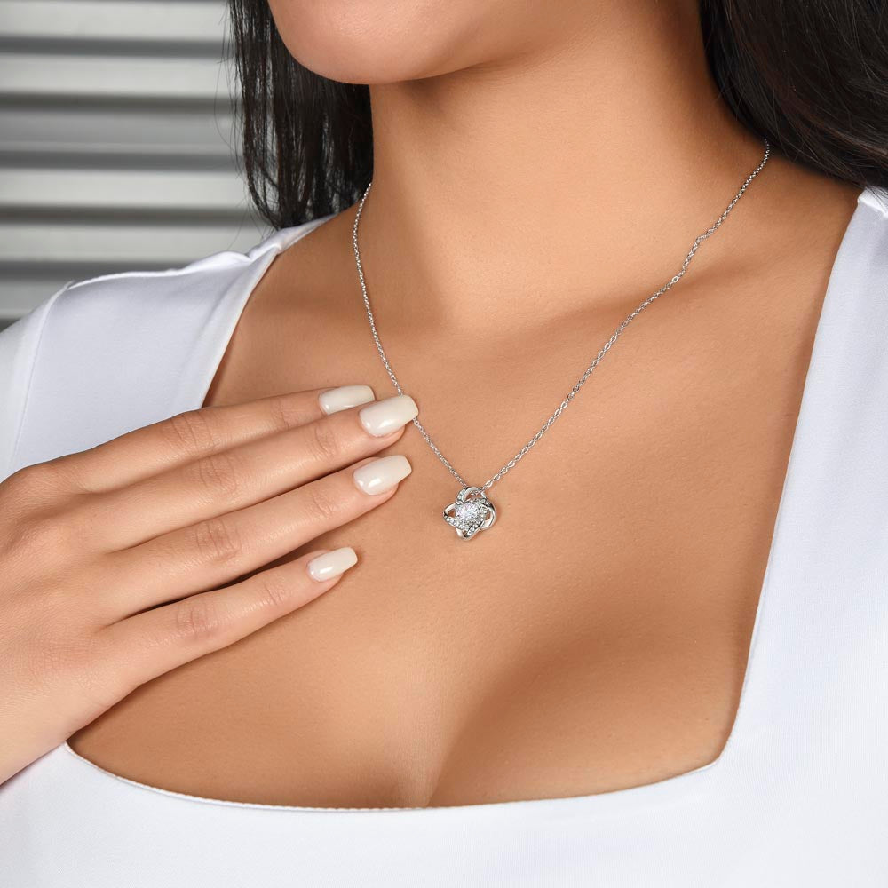 Personalized Love Knot Necklace with 3 Family Photos for Mom