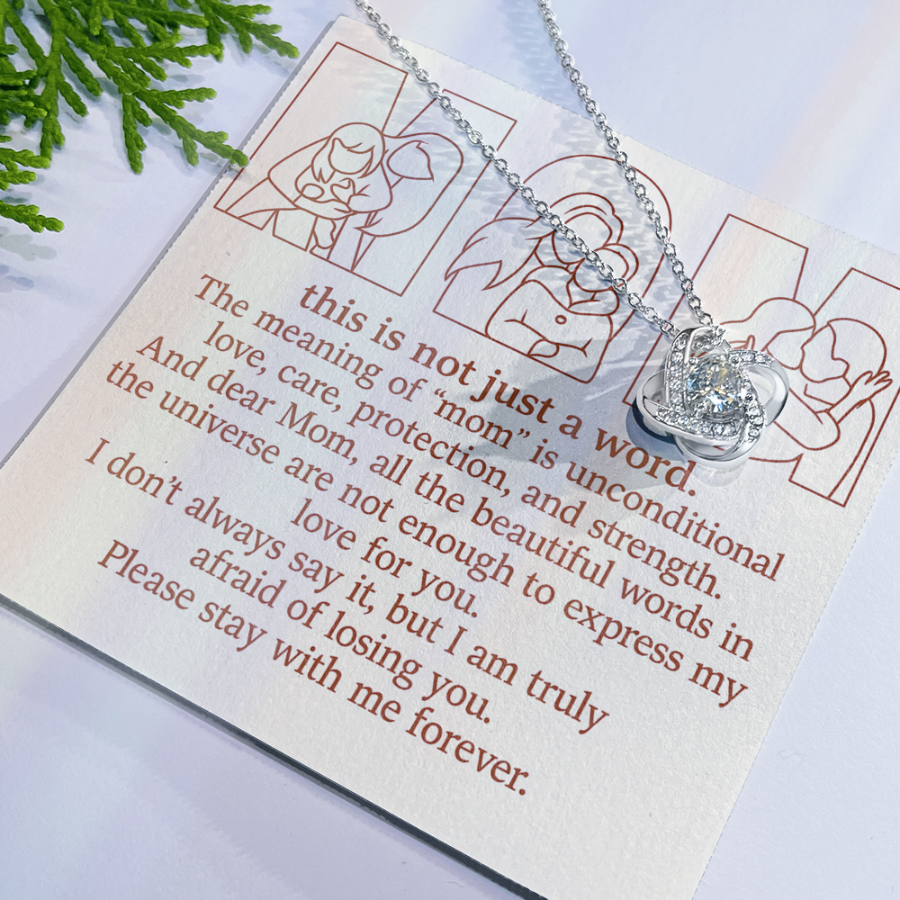 Personalized Love Knot Necklace with 3 Family Photos for Mom