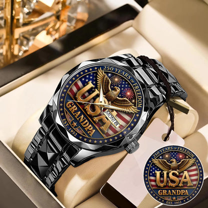 Personalized 250th Independence Day for Grandpa Watch