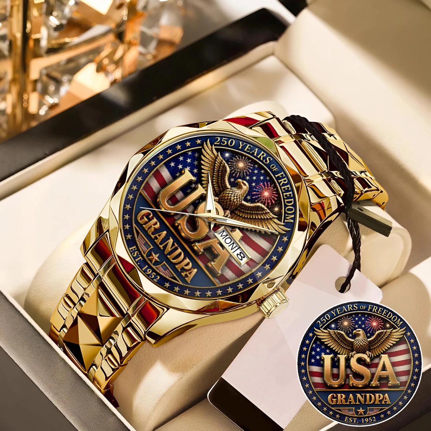 Personalized 250th Independence Day for Grandpa Watch
