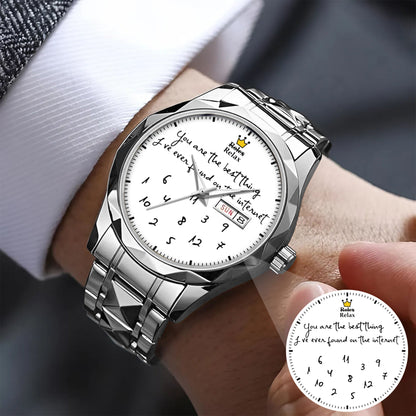 Custom Message Watch for Him – Unique Gift for Boyfriend, Husband, Anniversary & Valentine’s Day