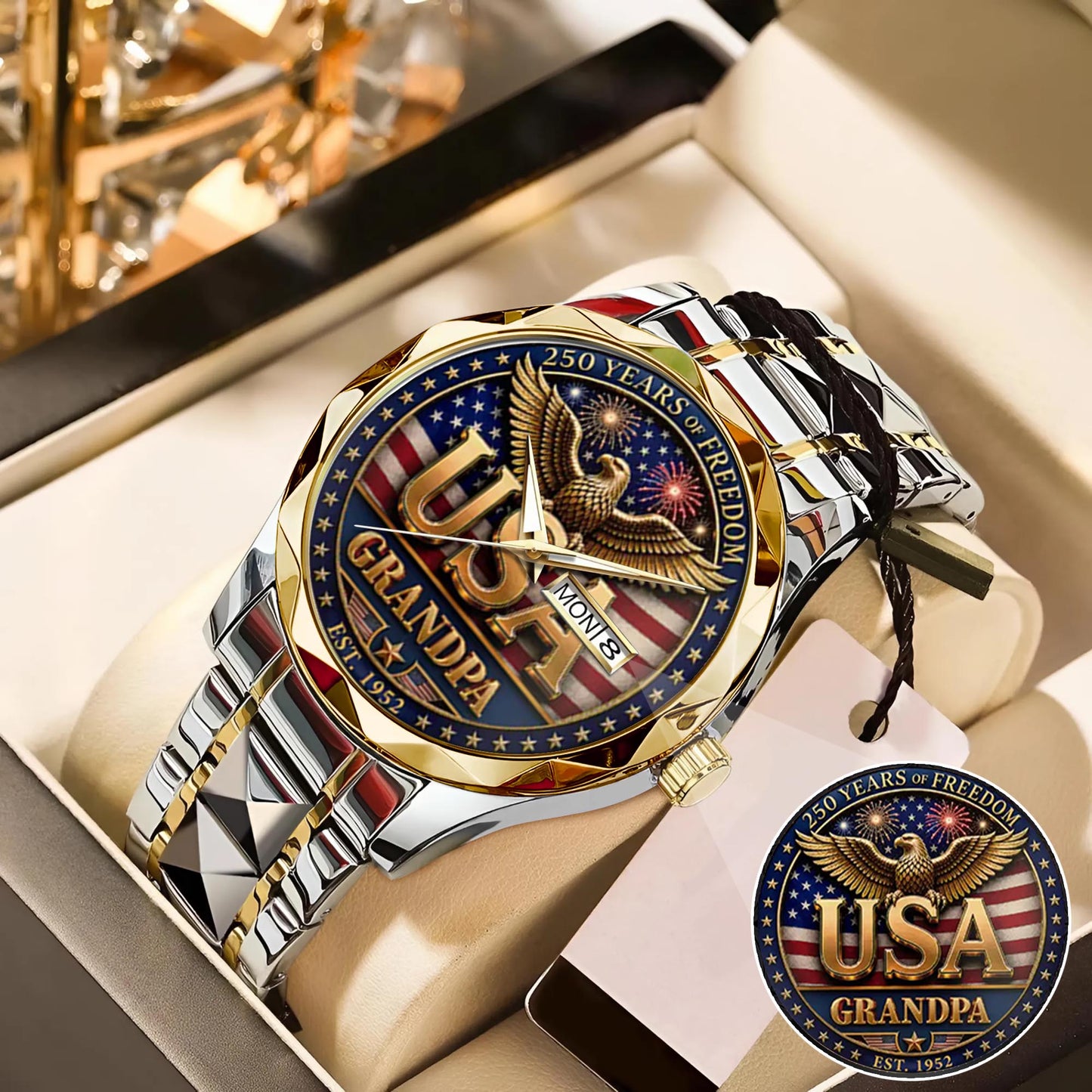 Personalized 250th Independence Day for Grandpa Watch