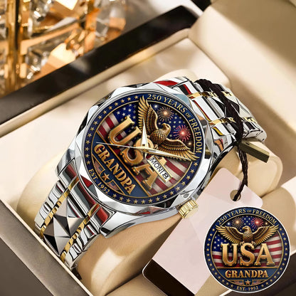 Personalized 250th Independence Day for Grandpa Watch