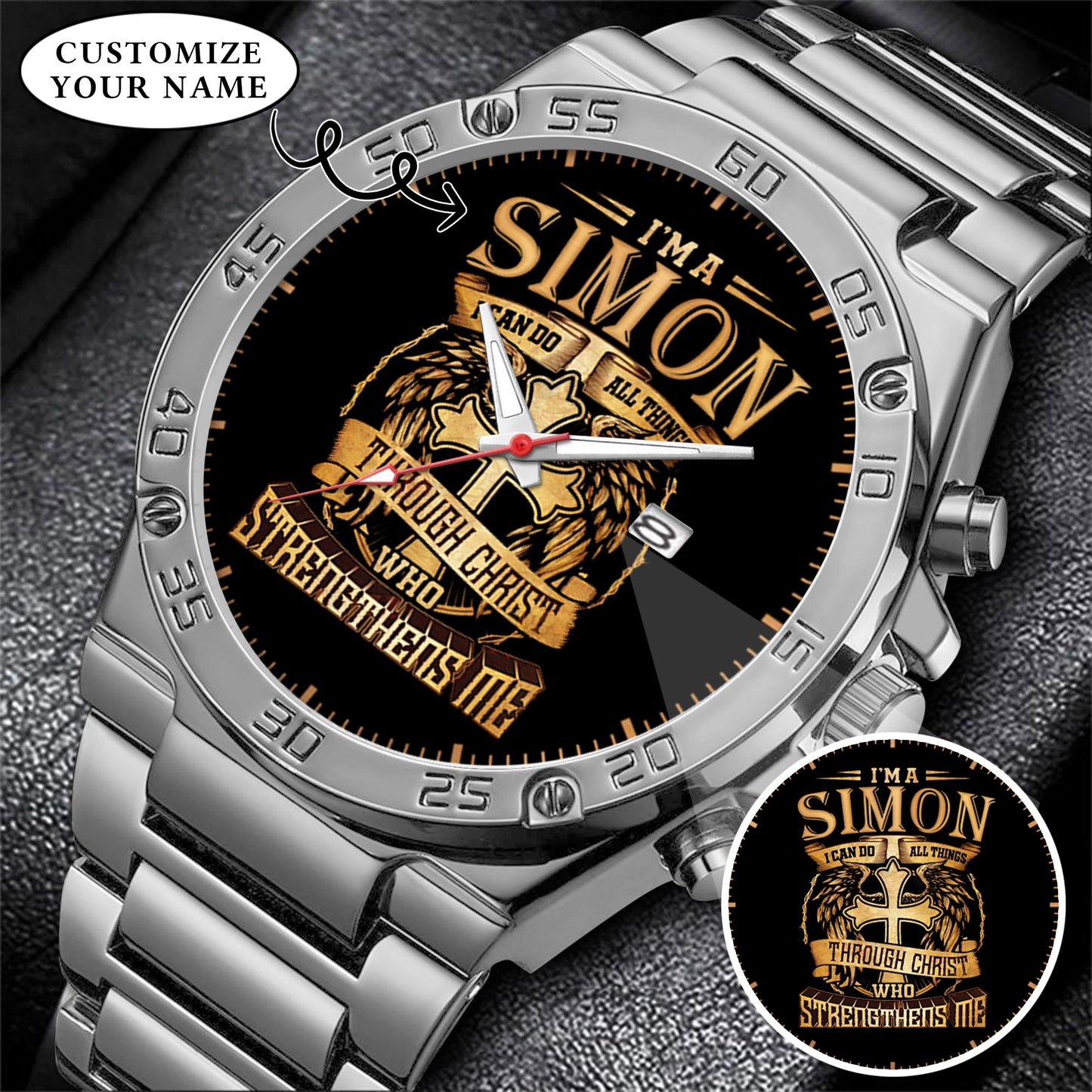 Personalized Custom Name I Can Do All Thing Through Christ Watch Gift For Him
