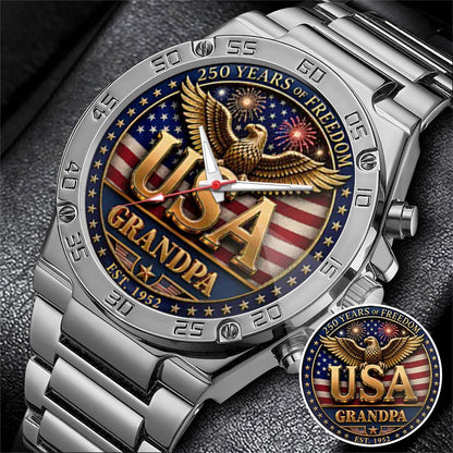 Personalized 250th Independence Day for Grandpa Watch