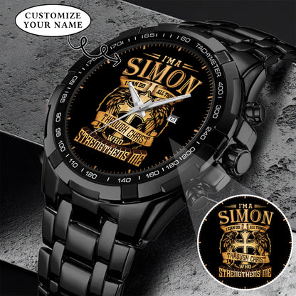 Personalized Custom Name I Can Do All Thing Through Christ Watch Gift For Him