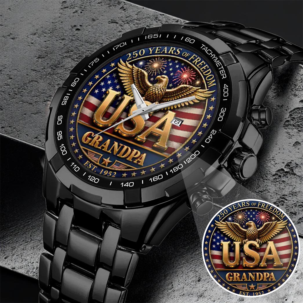 Personalized 250th Independence Day for Grandpa Watch