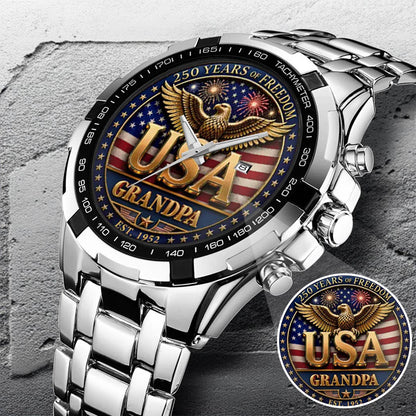 Personalized 250th Independence Day for Grandpa Watch