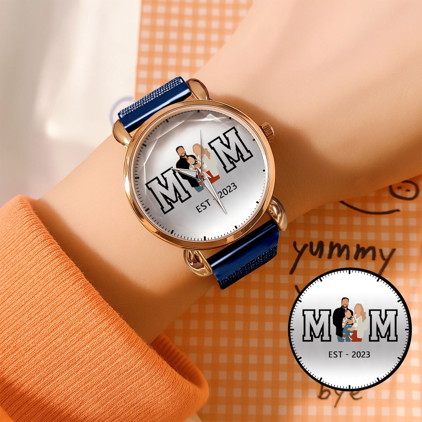 Personalized Family Photo Mesh Quartz Watch for Mom