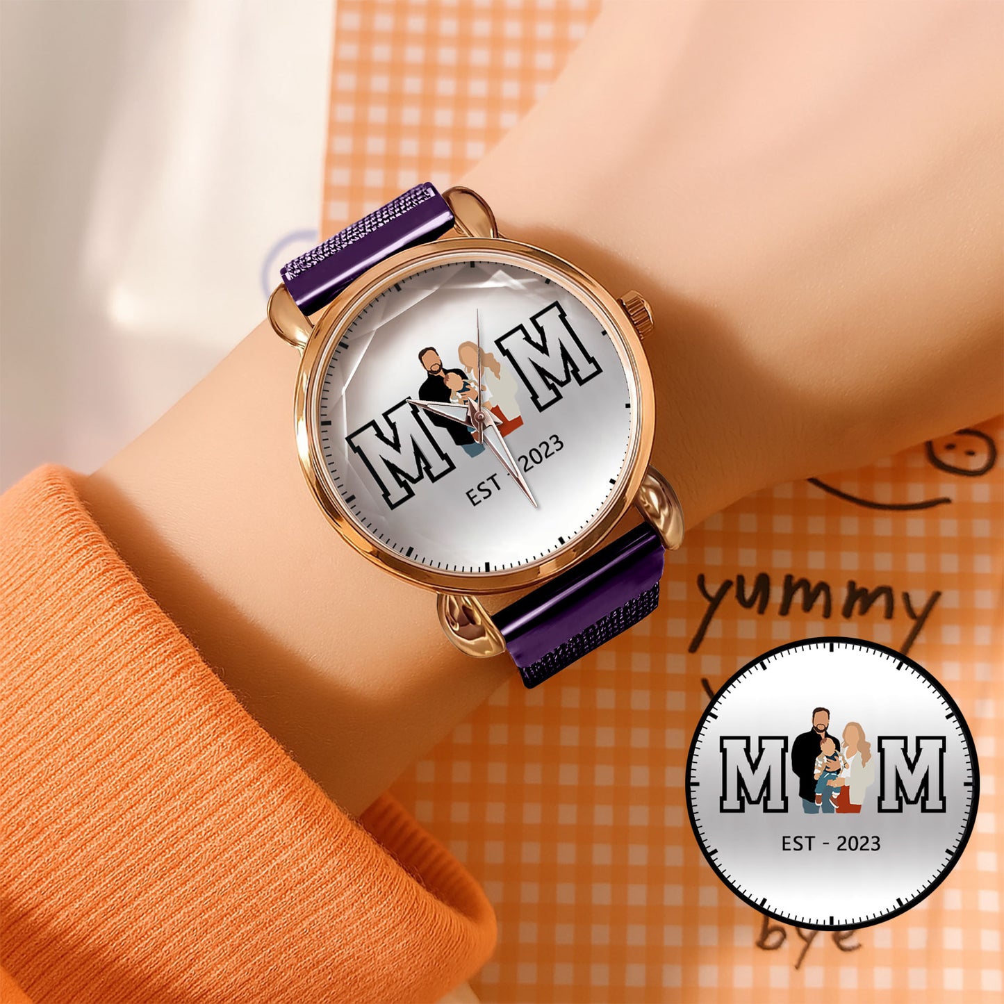 Personalized Family Photo Mesh Quartz Watch for Mom