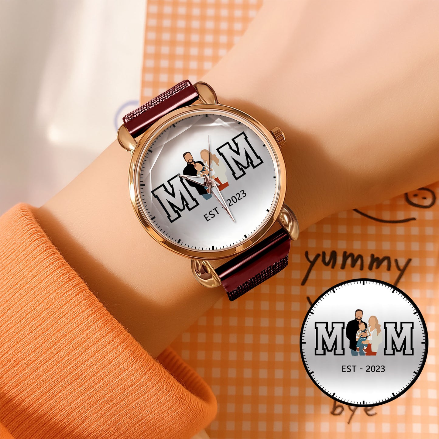 Personalized Family Photo Mesh Quartz Watch for Mom