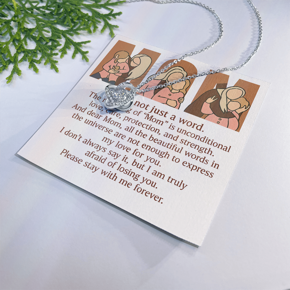 Personalized Love Knot Necklace with 3 Family Photos for Mom