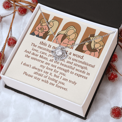 Personalized Love Knot Necklace with 3 Family Photos for Mom
