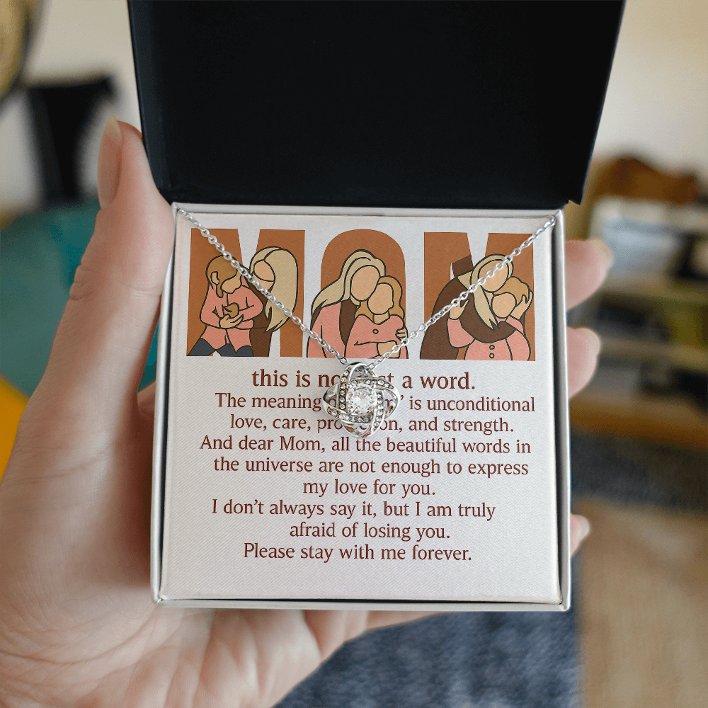 Personalized Love Knot Necklace with 3 Family Photos for Mom