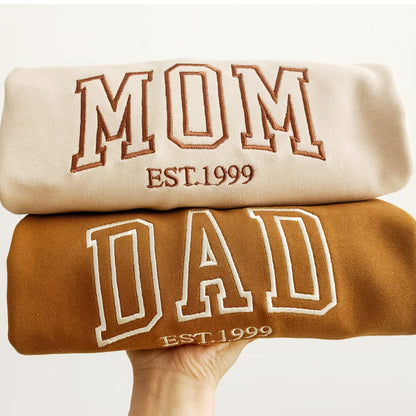 Personalized Embroidered Mom Dad Hoodie Sweatshirt T-Shirt