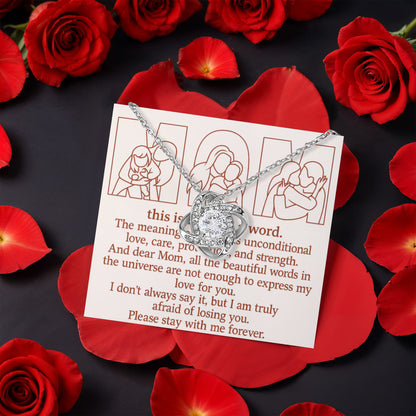 Personalized Love Knot Necklace with 3 Family Photos in Rotating Rose Gift Box for Mom