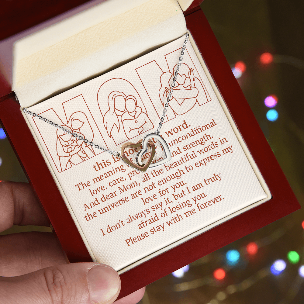 Personalized Interlocking Hearts Necklace with 3 Family Photos for Mom