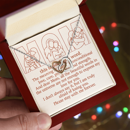 Personalized Interlocking Hearts Necklace with 3 Family Photos for Mom