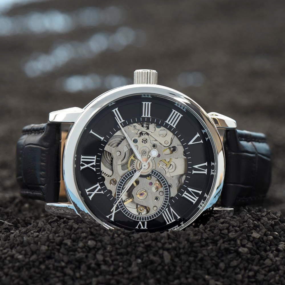 Personalized Openwork Watch with 3 Family Photos for Dad