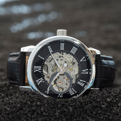 Personalized Openwork Watch with 3 Family Photos for Dad