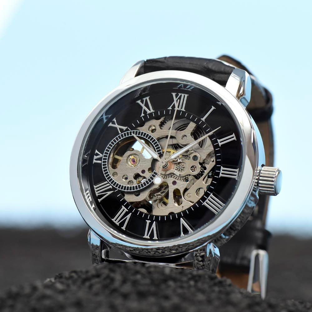 Personalized Openwork Watch with 3 Family Photos for Dad